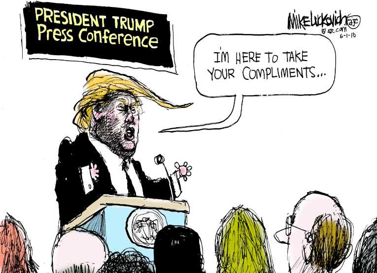 Political/Editorial Cartoon by Mike Luckovich, Atlanta Journal-Constitution on Trump Targets Clinton