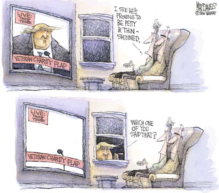 Political/Editorial Cartoon by Matt Davies, Journal News on Trump Targets Clinton