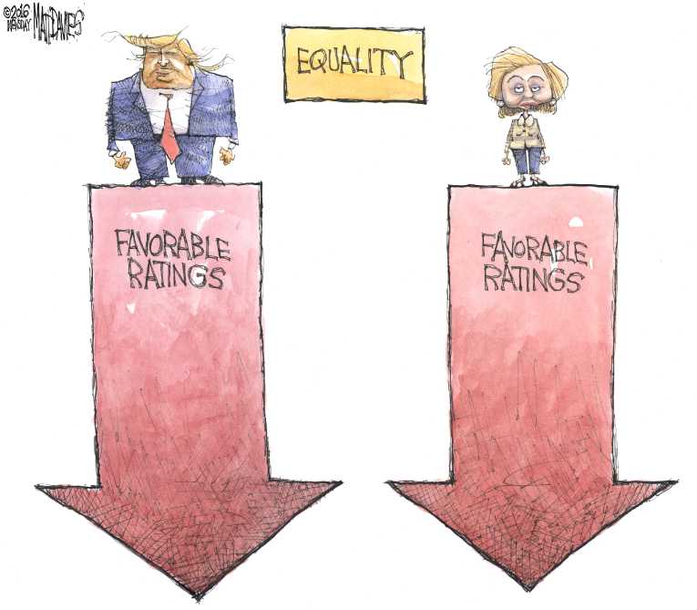 Political/Editorial Cartoon by Matt Davies, Journal News on Race Shaping Up