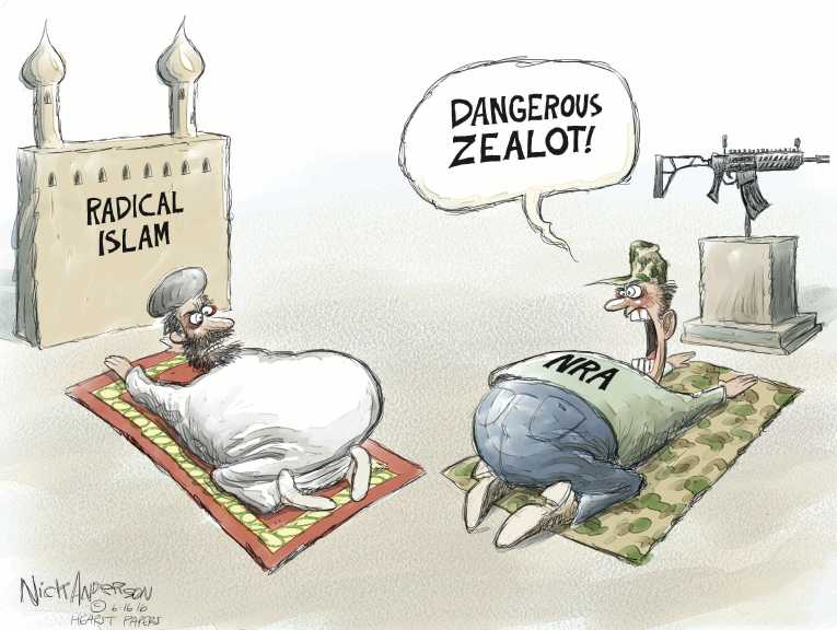 Political/Editorial Cartoon by Nick Anderson, Houston Chronicle on 49 Killed at Nightclub