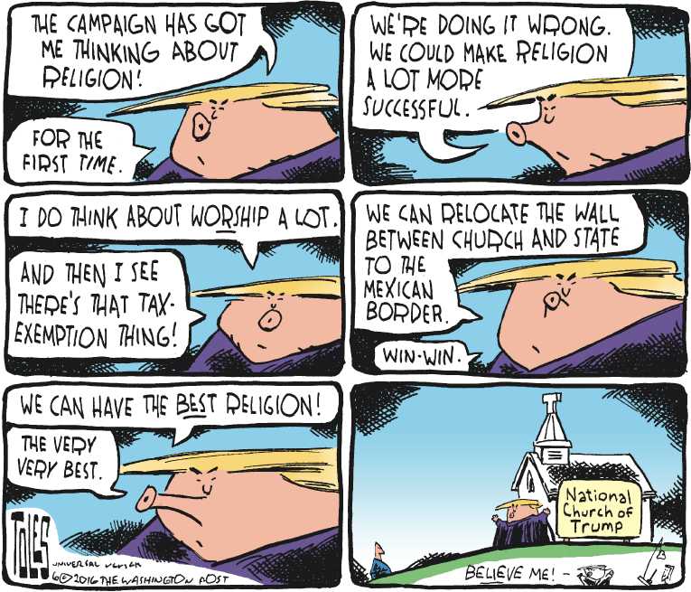 Political/Editorial Cartoon by Tom Toles, Washington Post on GOP Prepares for Convention