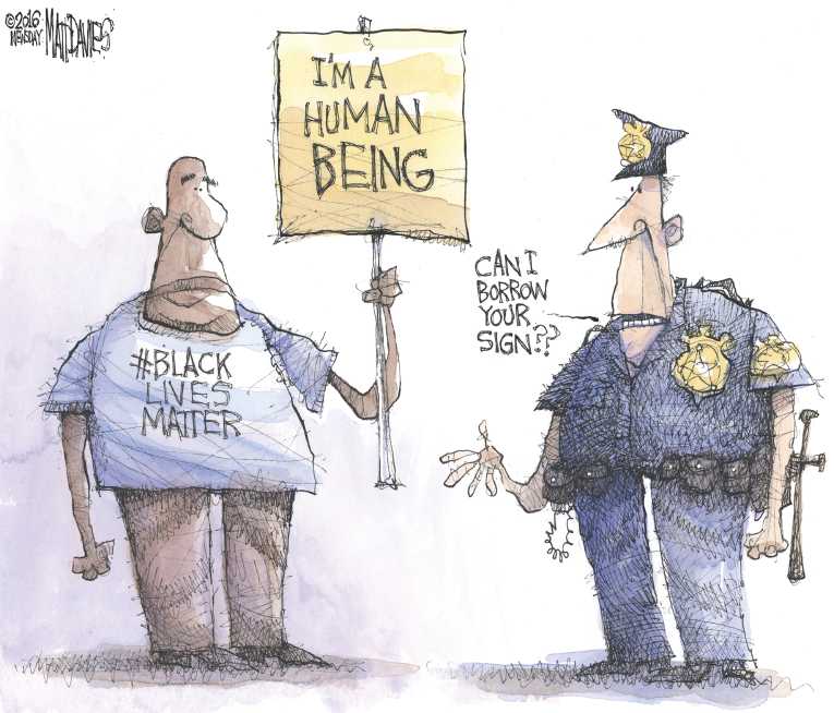 Political/Editorial Cartoon by Matt Davies, Journal News on Shootings Stun Nation