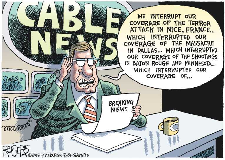 Political/Editorial Cartoon by Rob Rogers, The Pittsburgh Post-Gazette on More Gun Deaths