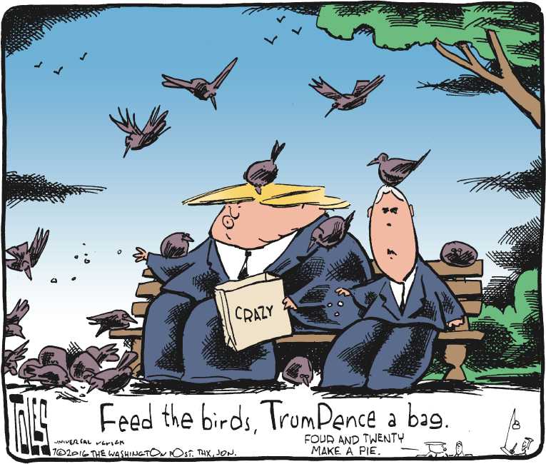 Political/Editorial Cartoon by Tom Toles, Washington Post on Trump Taps Pence for VP