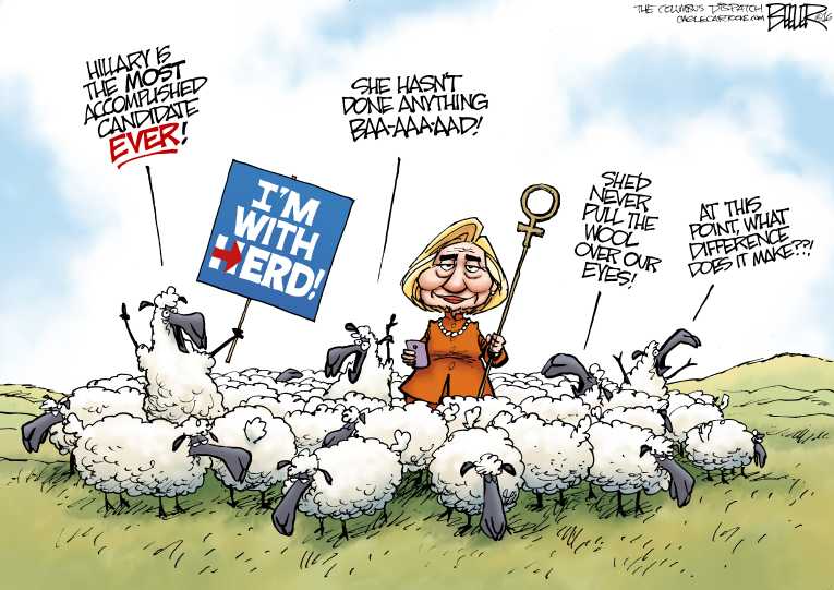 Political/Editorial Cartoon by Nate Beeler, Washington Examiner on Clinton Wins Nomination
