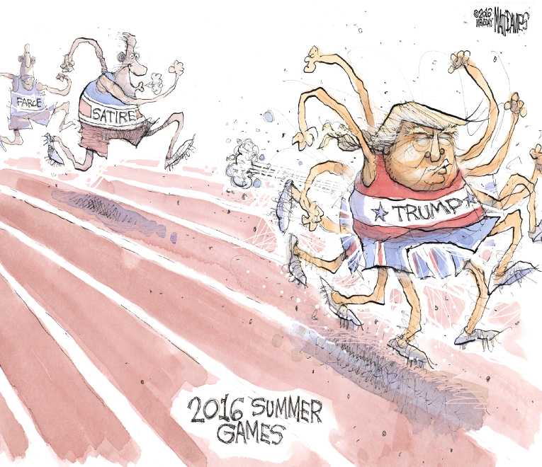 Political/Editorial Cartoon by Matt Davies, Journal News on Trump Stumbles