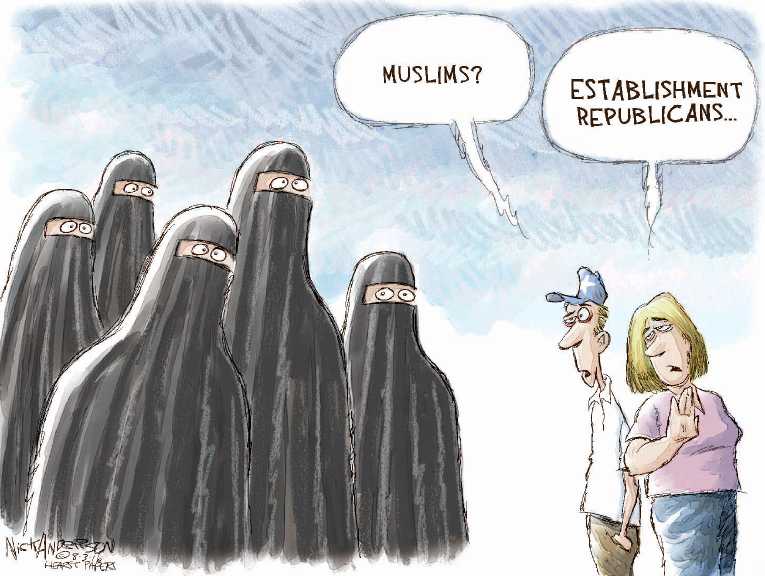 Political/Editorial Cartoon by Nick Anderson, Houston Chronicle on Trump Stumbles