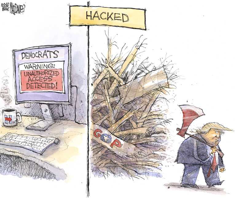 Political/Editorial Cartoon by Matt Davies, Journal News on Trump Hits Hard