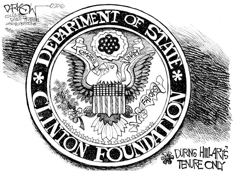 Political/Editorial Cartoon by John Darkow, Columbia Daily Tribune, Missouri on Trump Blasts Obama, Clinton
