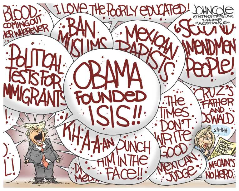 Political/Editorial Cartoon by John Cole, The Times, Scranton, PA on Trump Dominates Headlines