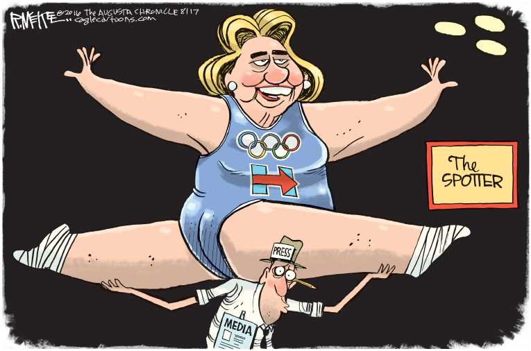 Political/Editorial Cartoon by Rick McKee, The Augusta Chronicle on Trump Dominates Headlines