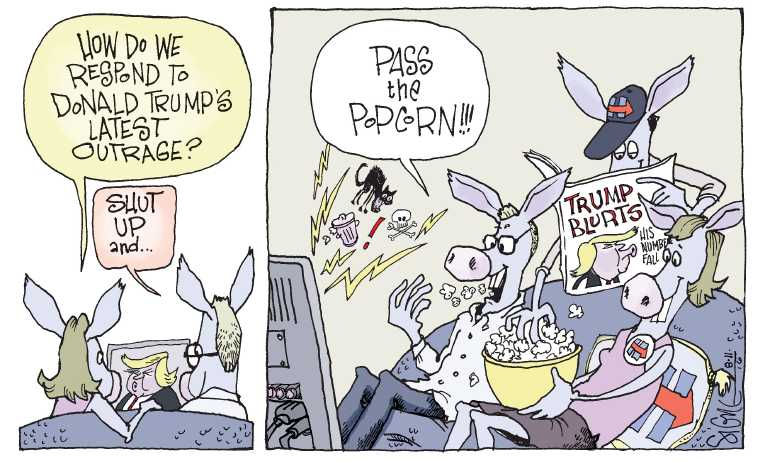 Political/Editorial Cartoon by Signe Wilkinson, Philadelphia Daily News on Trump Dominates Headlines