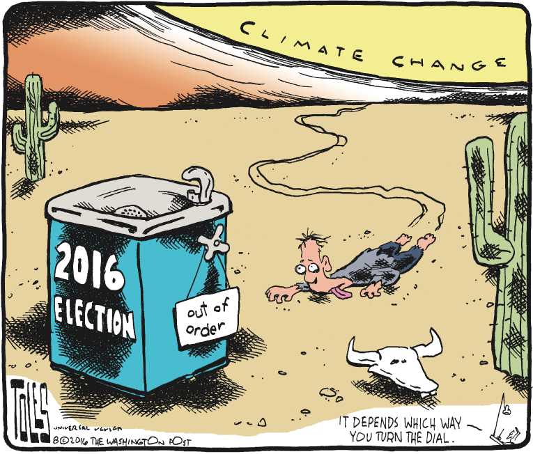 Political/Editorial Cartoon by Tom Toles, Washington Post on Floods and Fires Batter US