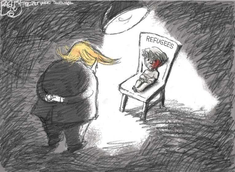 Political/Editorial Cartoon by Pat Bagley, Salt Lake Tribune on Trump Alters Immigration Position