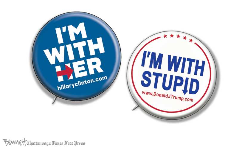 Political/Editorial Cartoon by Clay Bennett, Chattanooga Times Free Press on Presidential Race Tightening