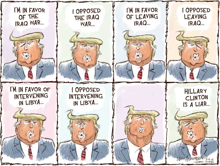 Political/Editorial Cartoon by Nick Anderson, Houston Chronicle on Trump Revises History