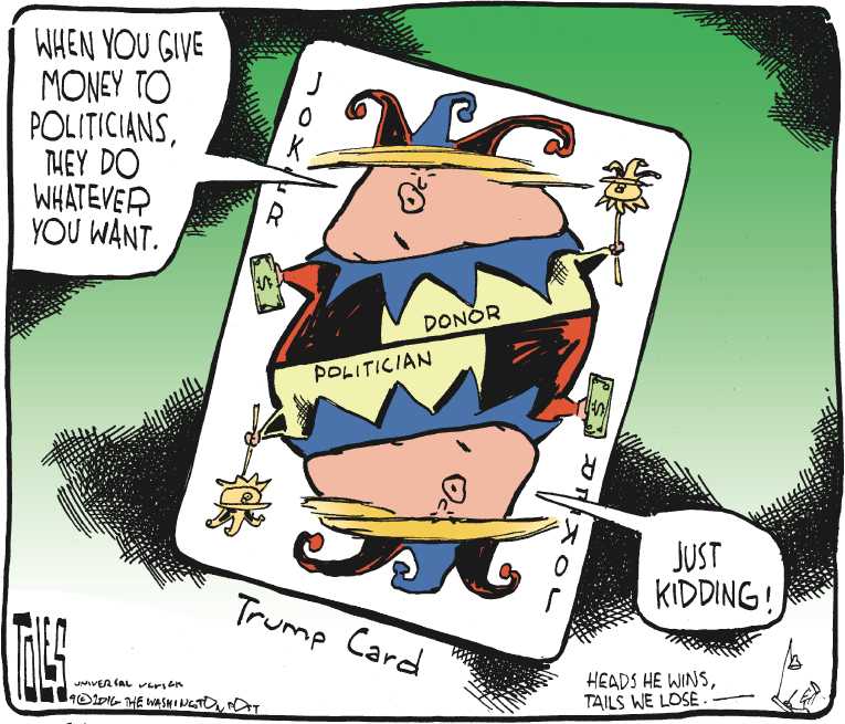 Political/Editorial Cartoon by Tom Toles, Washington Post on Trump Revises History