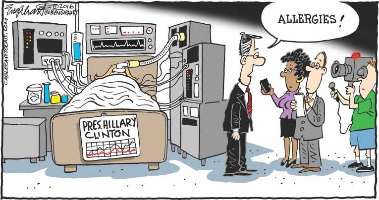 Political/Editorial Cartoon by Bob Englehart, Hartford Courant on Hillary Powering Through