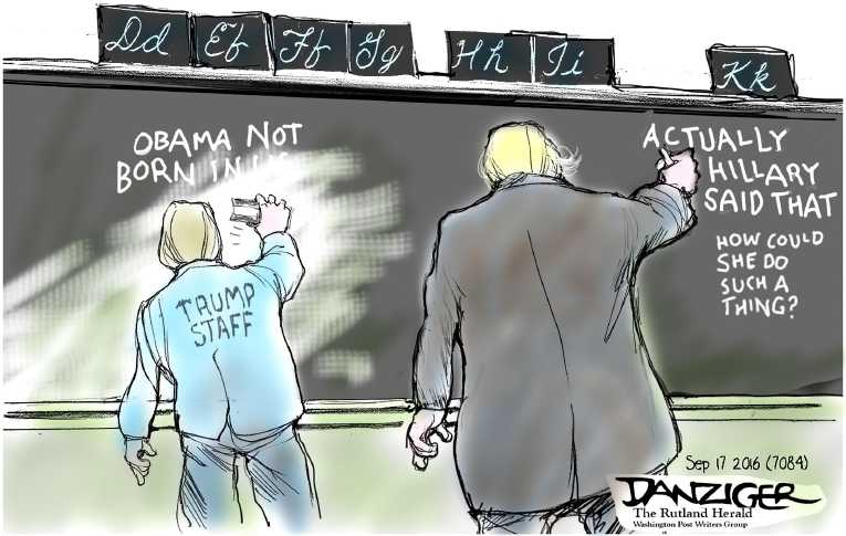 Political/Editorial Cartoon by Jeff Danziger on Trump Birther Investigation Ends