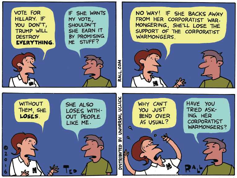 Political/Editorial Cartoon by Ted Rall on Hillary Rebounds