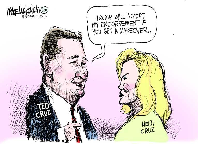 Political/Editorial Cartoon by Mike Luckovich, Atlanta Journal-Constitution on Trump Surging