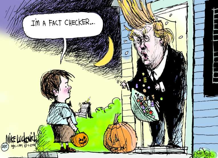 Political/Editorial Cartoon by Mike Luckovich, Atlanta Journal-Constitution on Trump Surging