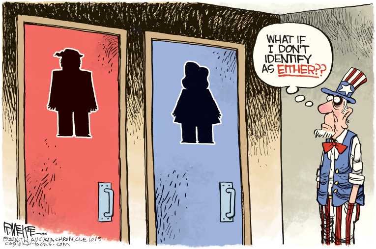 Political/Editorial Cartoon by Rick McKee, The Augusta Chronicle on Race Still Neck and Neck