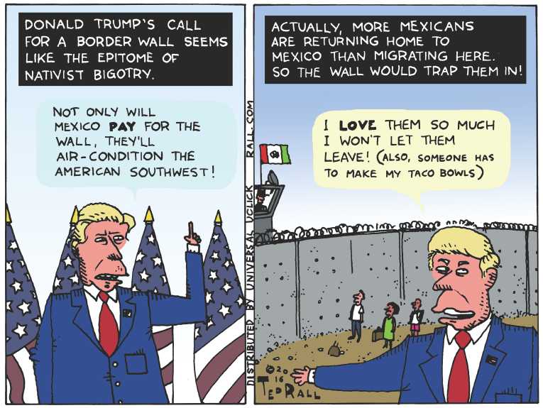 Political/Editorial Cartoon by Ted Rall on Trump Pays No Income Taxes