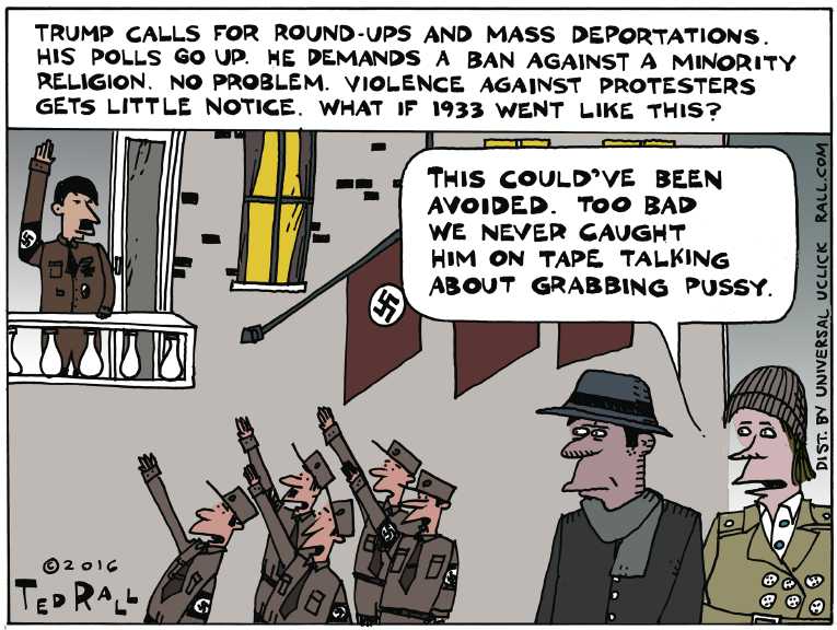Political/Editorial Cartoon by Ted Rall on Trump Goes for Broke