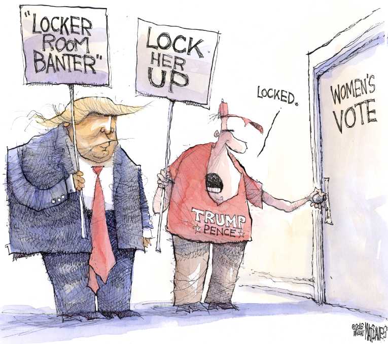 Political/Editorial Cartoon by Matt Davies, Journal News on Trump Reaches Out to Women