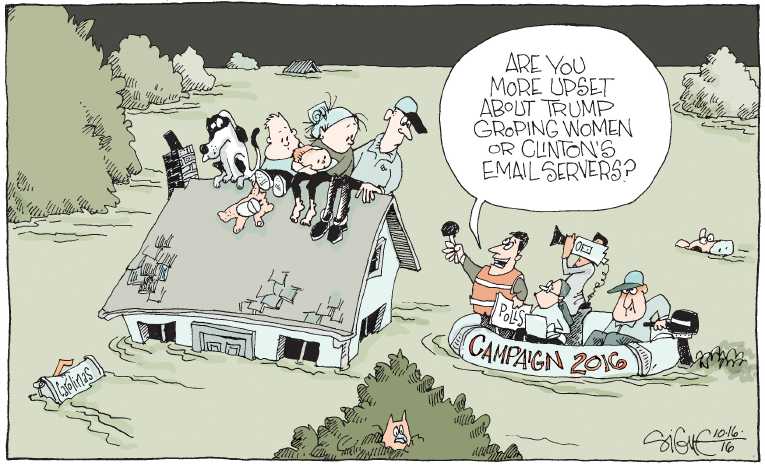 Political/Editorial Cartoon by Signe Wilkinson, Philadelphia Daily News on Final Debate Tonight