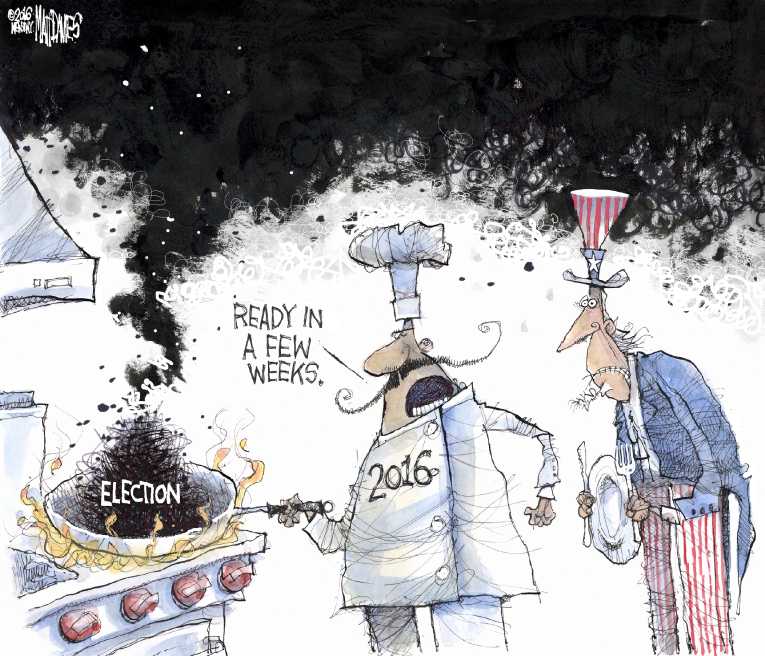 Political/Editorial Cartoon by Matt Davies, Journal News on Campaigns Enter Final Weeks