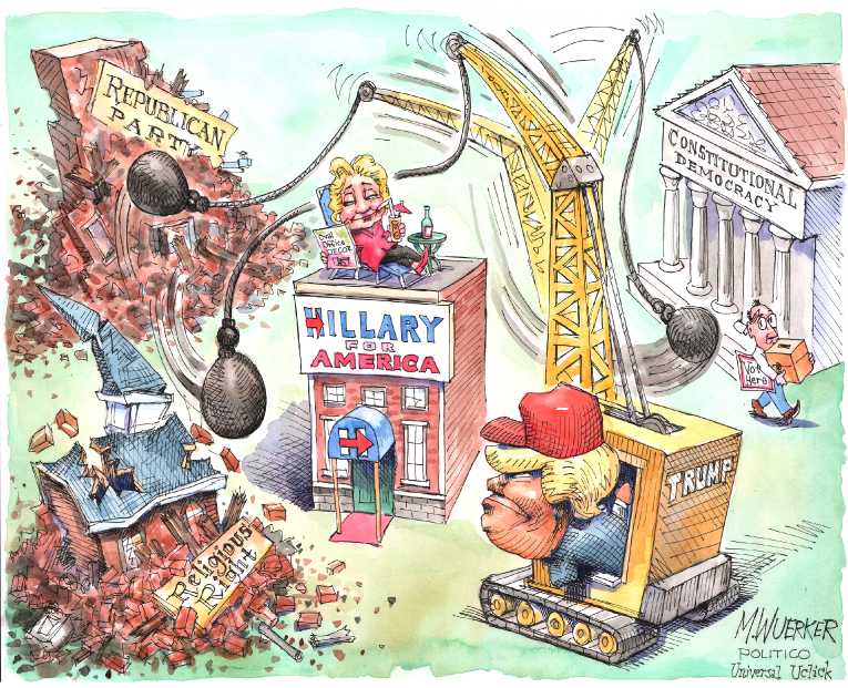 Political/Editorial Cartoon by Matt Wuerker, Politico on Race Too Close to Call