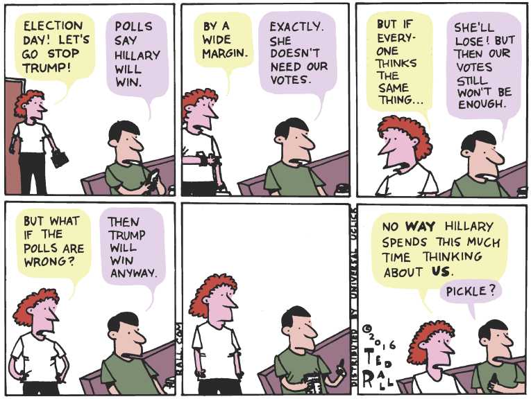 Political/Editorial Cartoon by Ted Rall on Voters Distraught