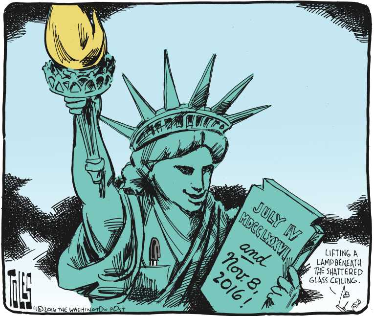Political/Editorial Cartoon by Tom Toles, Washington Post on Hillary Won in Alternate Universe