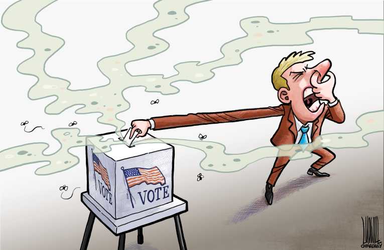 Political/Editorial Cartoon by Loujie, China Daily, Beijing on Race Extremely Tight