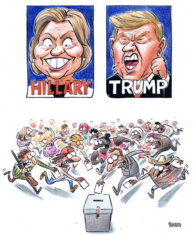Political/Editorial Cartoon by Gatis Sluka, Latvijas Avize, Latvia on Race Extremely Tight