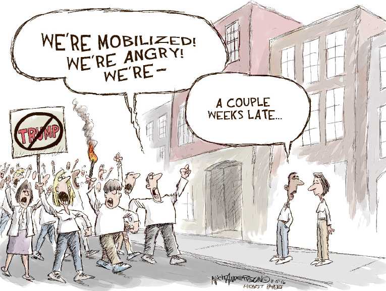 Political/Editorial Cartoon by Nick Anderson, Houston Chronicle on Democratic Party Reeling