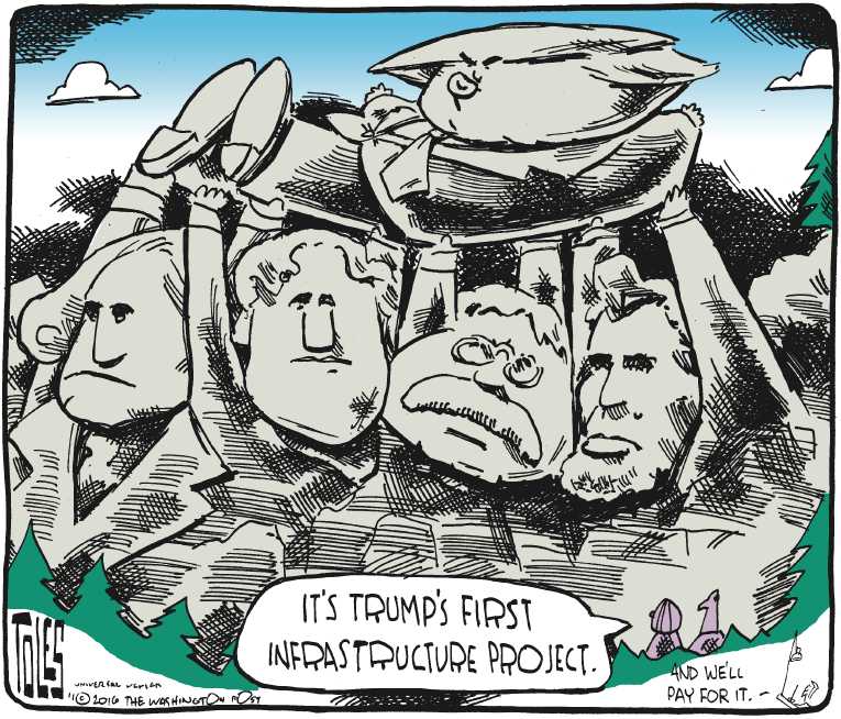 Political/Editorial Cartoon by Tom Toles, Washington Post on Trump Presidency Coming Soon