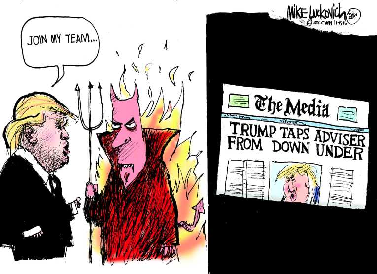 Political/Editorial Cartoon by Mike Luckovich, Atlanta Journal-Constitution on Trump Win Stuns World