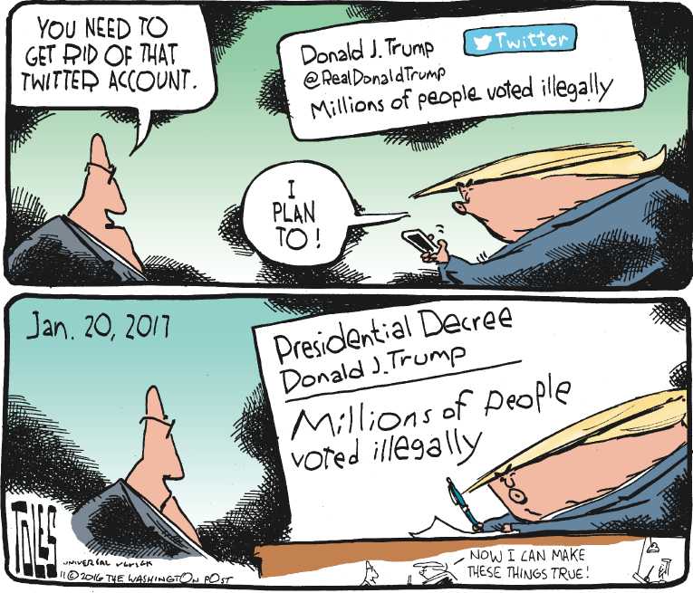 Political/Editorial Cartoon by Tom Toles, Washington Post on Trump Prepares