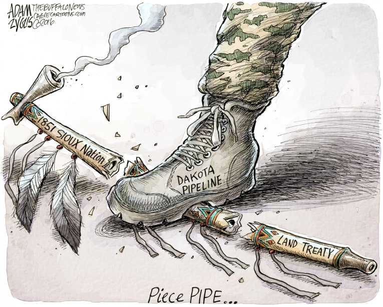 Political/Editorial Cartoon by Adam Zyglis, The Buffalo News on Radicals Win at Standing Rock