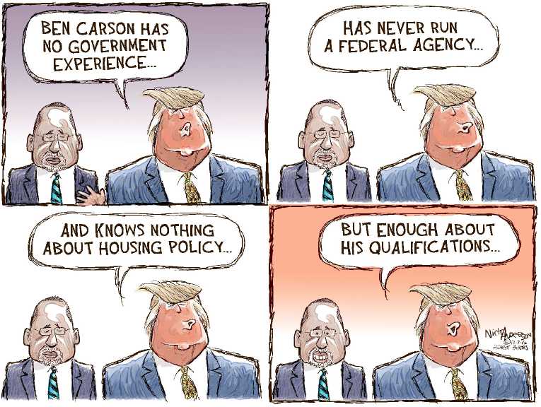 Political/Editorial Cartoon by Nick Anderson, Houston Chronicle on Trump Team Taking Shape