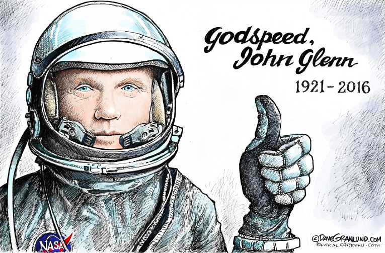 Political/Editorial Cartoon by Dave Granlund on American Hero Gone