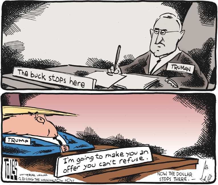 Political/Editorial Cartoon by Tom Toles, Washington Post on Trump’s Policies Taking Shape
