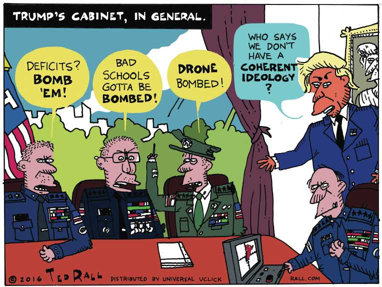 Political/Editorial Cartoon by Ted Rall on Trump’s Team Taking Shape