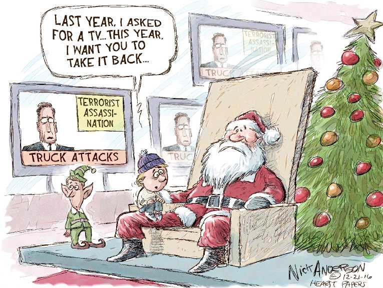 Political/Editorial Cartoon by Nick Anderson, Houston Chronicle on Terrorist Attack in Berlin