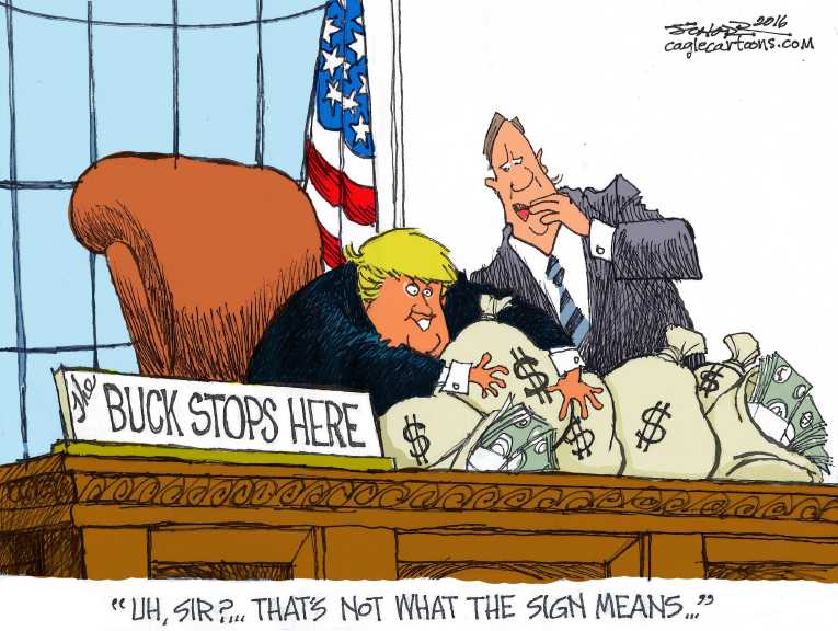 Political/Editorial Cartoon by Bill Schorr, Cagle Cartoons on Trump Putting Pieces in Place