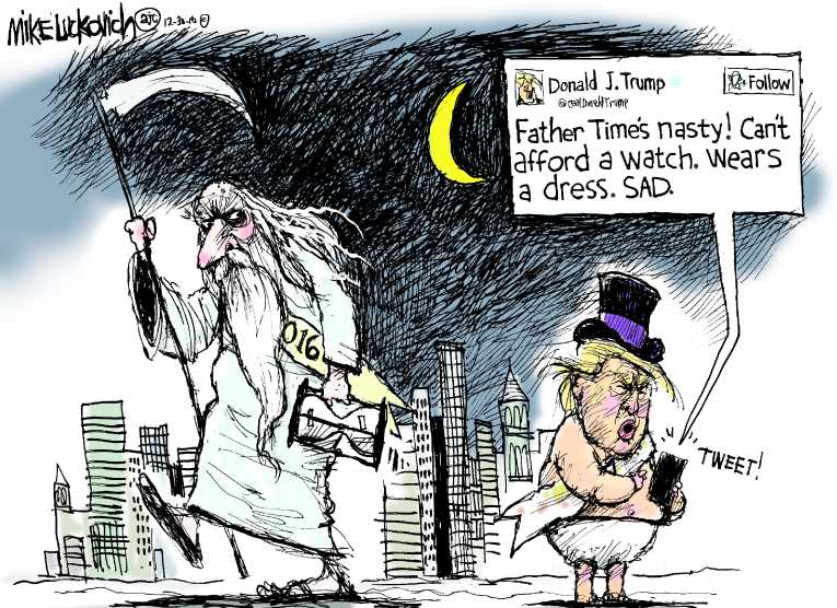 Political/Editorial Cartoon by Mike Luckovich, Atlanta Journal-Constitution on Sensational Start to 2017