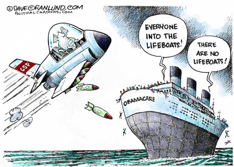 Political/Editorial Cartoon by Dave Granlund on Republicans Target ObamaCare